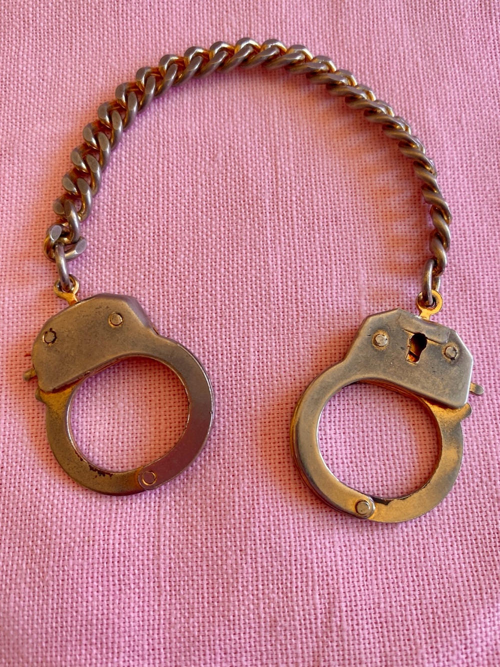Handcuff Bracelet Chainlink Wrist Gold Jewelry Sexy Statement S&M Costume Cute